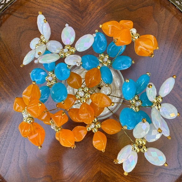 Artificial handmade beaded flowers Turquoise flower - Picture 2 of 3